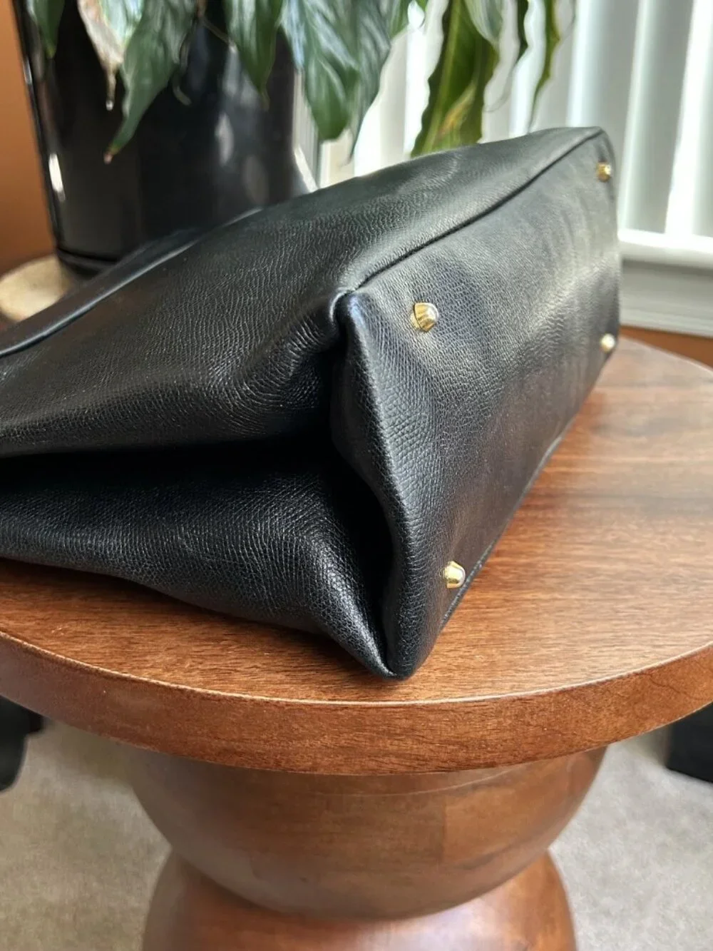 VERSACE Starburst Leather Tote, Black